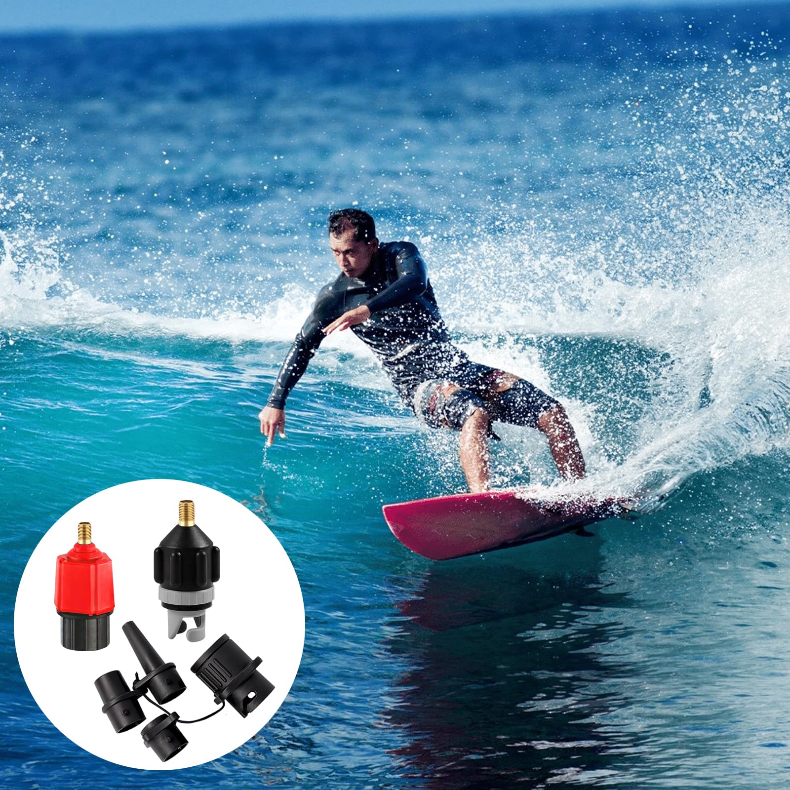 Funmo Adaptateur de Kayak, Adaptateur de Pompe Sup Gonflable, Adaptateur Pompe Kayak Embout de Gonflage Accessoire de Compresseur, Adaptateur Pompe Kayak pour Paddle, Kayak, Dériveur, Lit Gonflabl