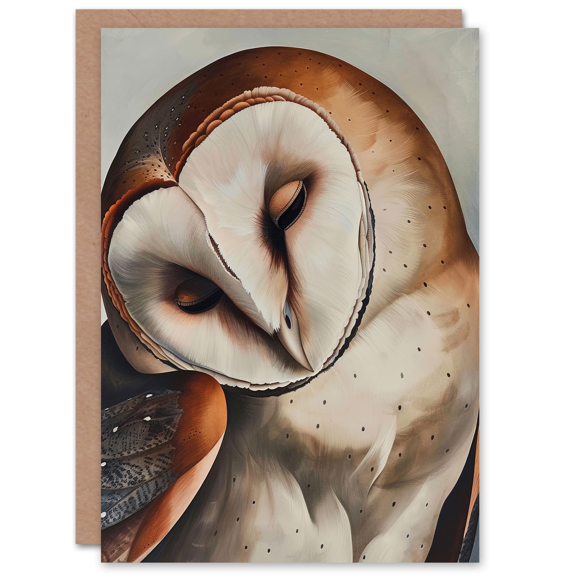 Artery8 Peaceful Owl Portrait Calm Magical Bird Animal Greeting Birthday Card Him Her All Blank