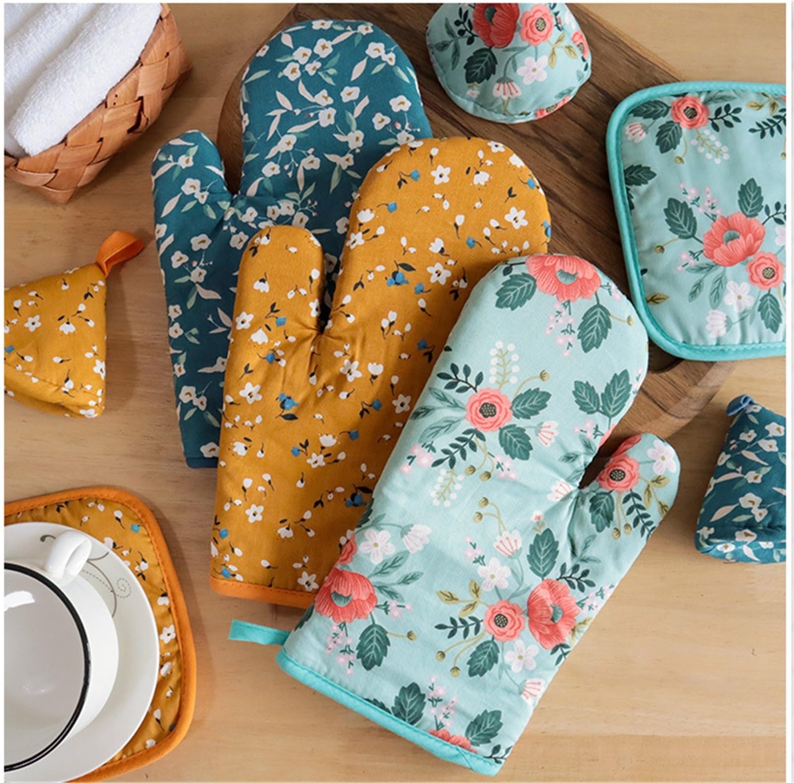 Gants de Cuisine 1 Paire De Gants De Four Résistants À La Chaleur, Adaptés À La Cuisson, Aux Grillades Manique(Grün)