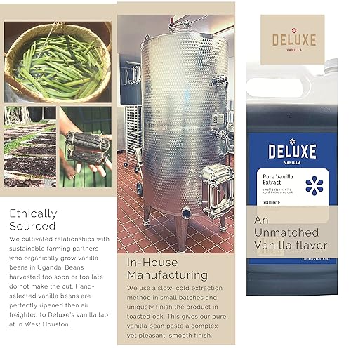 Miniatura 5 de Extracto de vainilla pura a granel, 128 onzas1 galón hecho de vainilla ugandesa con rico sabor cremoso para hornear, pasteles, postres.