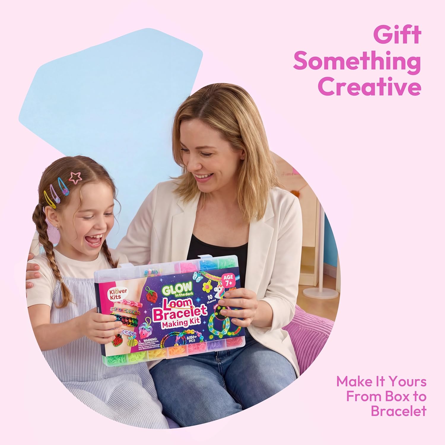 Klever Kits Rubber Band Bracelet Kit, Glow in The Dark Loom Bracelet Making Kit, 6000+ PCS DIY Set, Crafts for Girls Age 7+ by JOVA - Image 7