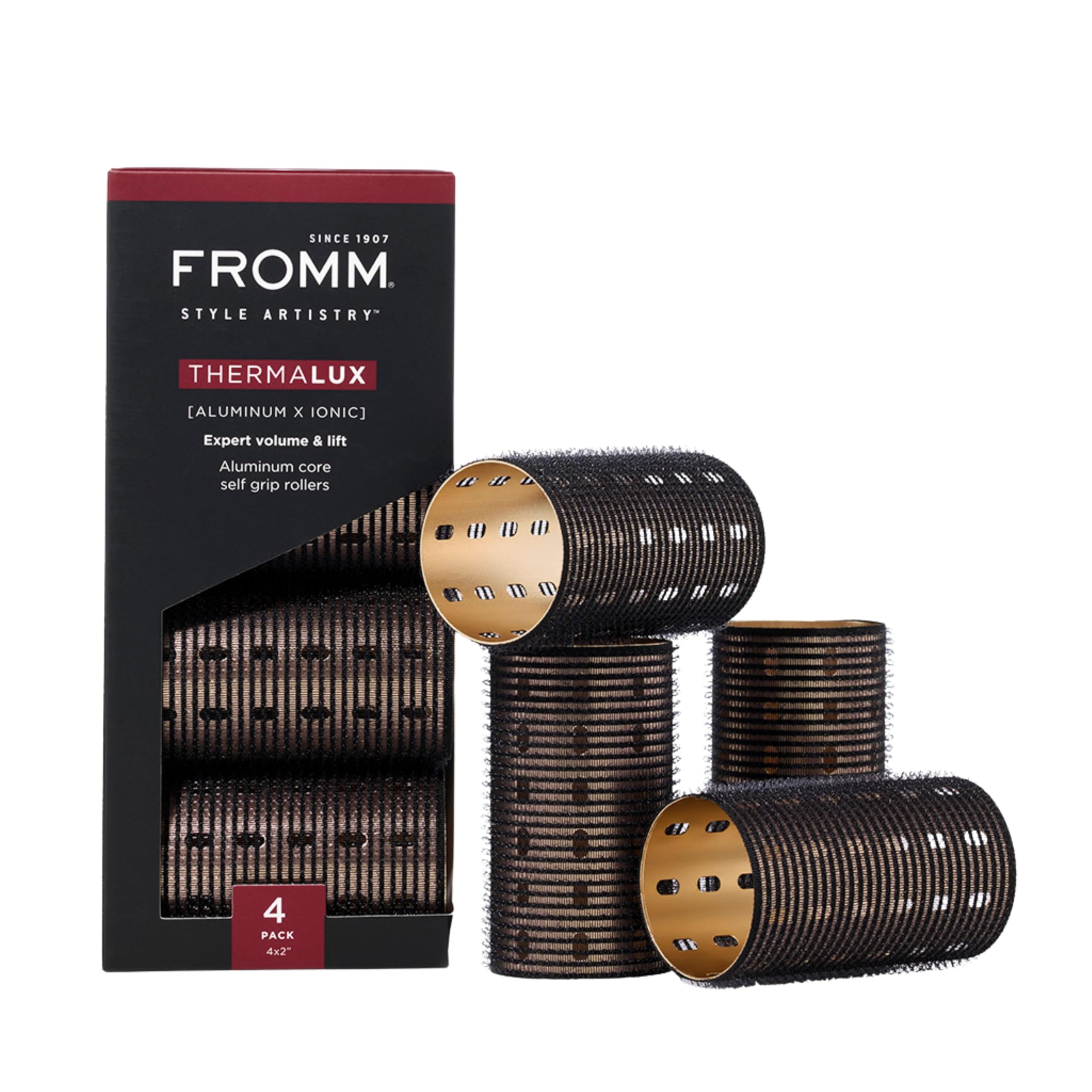 Fromm Thermalux - Rodillos de aluminio para el cabello, rodillos profesionales de autoagarre con núcleo de aluminio y tecnología iónica para volumen, ondas y flequillo de cortina, ideal para cabello
