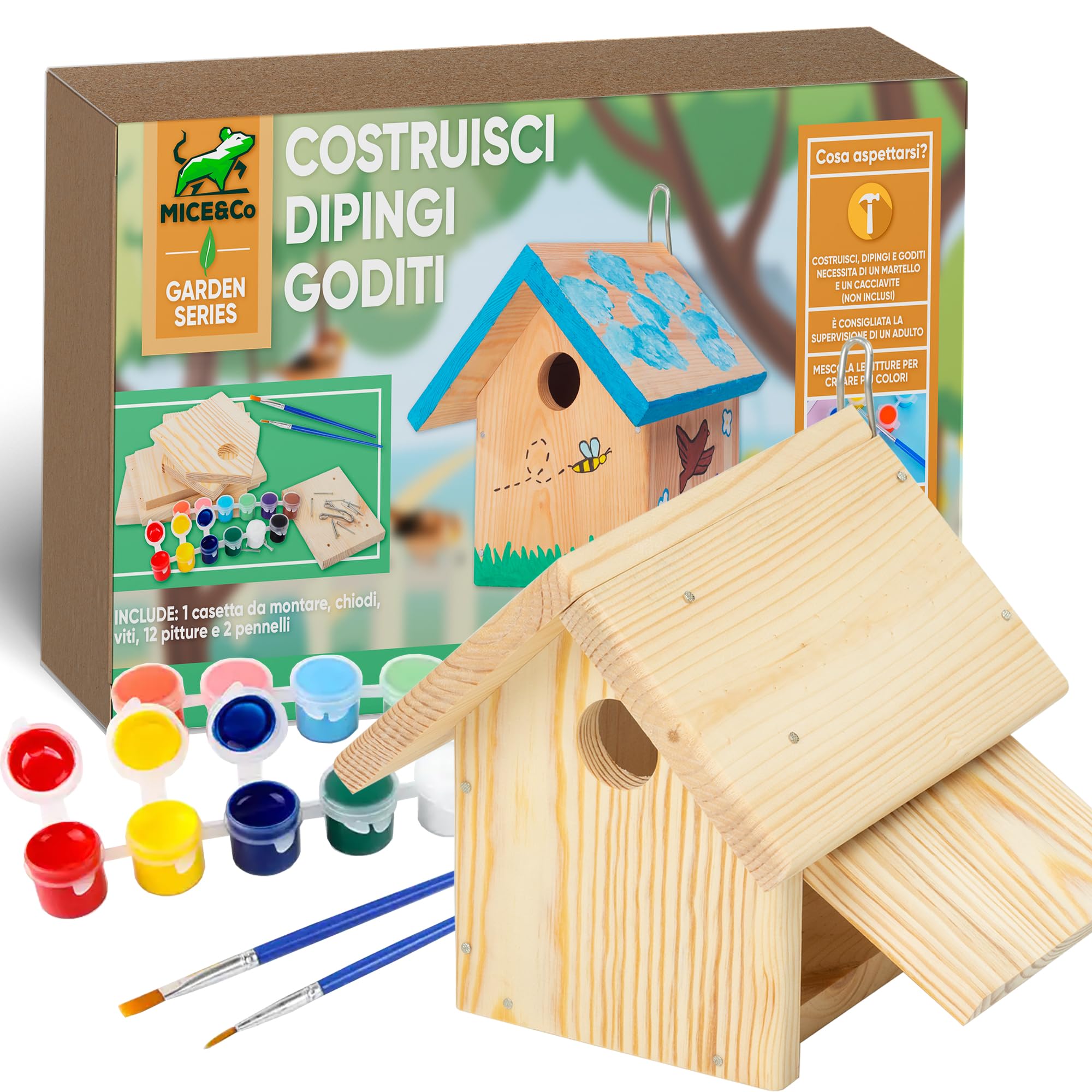 Casetta Per Uccelli In Legno FSC - Kit Fai Da Te Per Bambini Con Color - Foto 8
