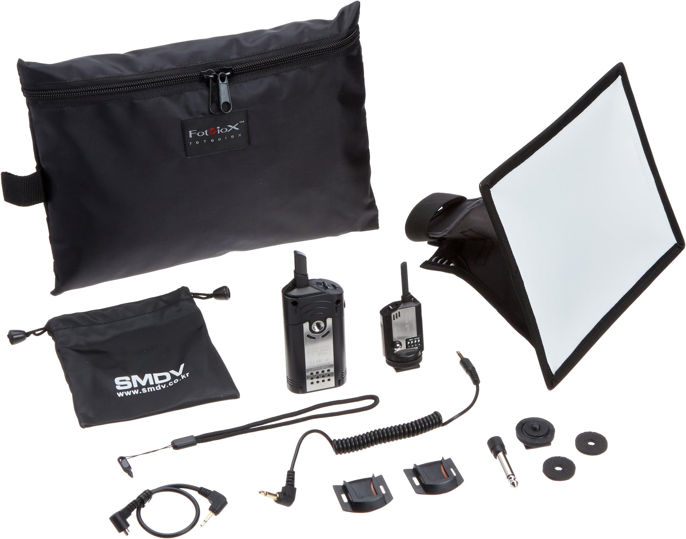 SMDV 16 Channel Flash Wave III Radio Trigger 2.4 GHz Kit (1x transmitter TX, 1x Receiver RX, 1x Promotional 6"x8" Flash Softbox) - for Canon, Nikon, Pentax, Olympus, Nissin, Flash, and Studio Strobe