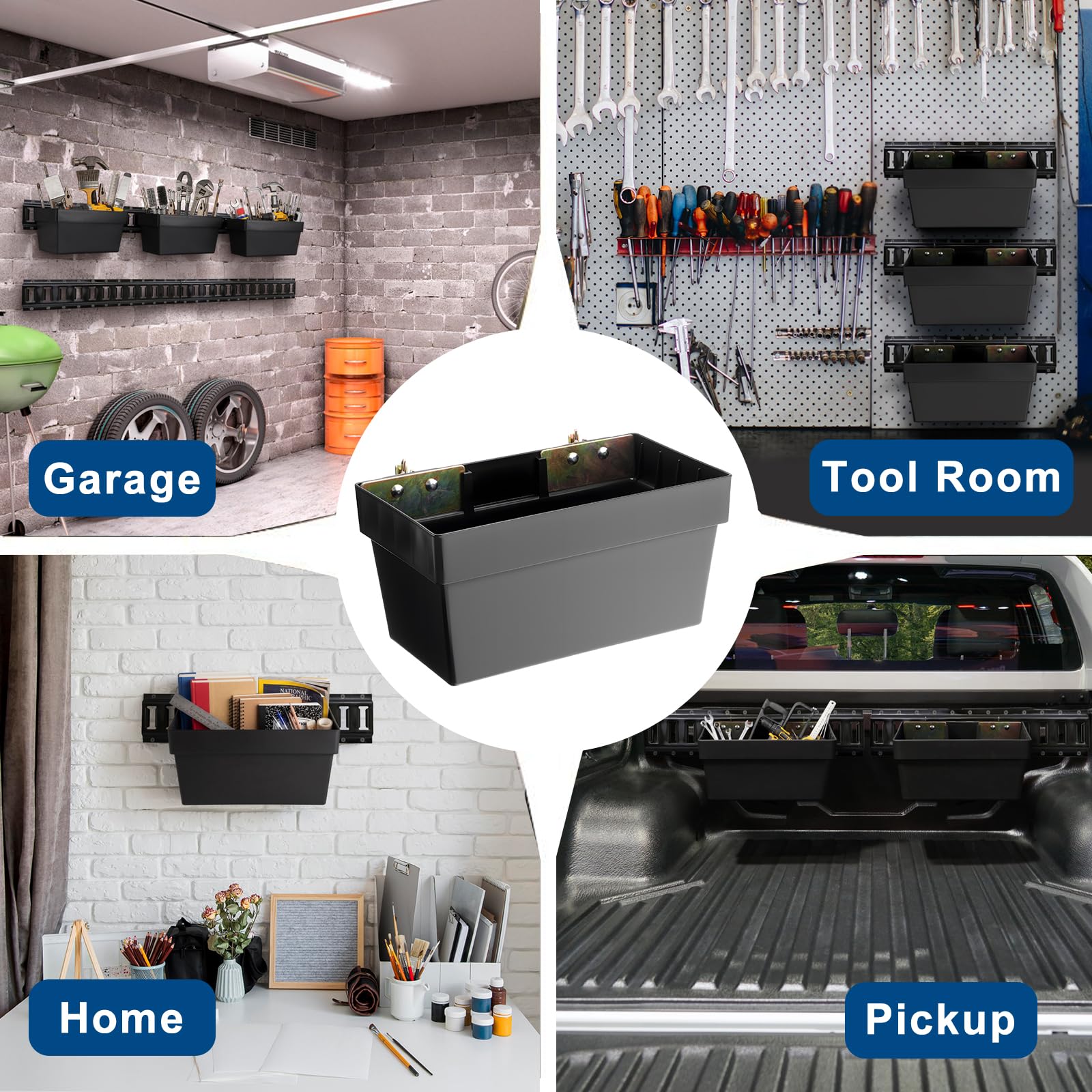 Paquete de 3 contenedores de almacenamiento E Track – 13 x 7 x 6 pulgadas, organizador de cesta de pista E resistente para remolques cerrados, camiones y talleres, accesorios de sistema de