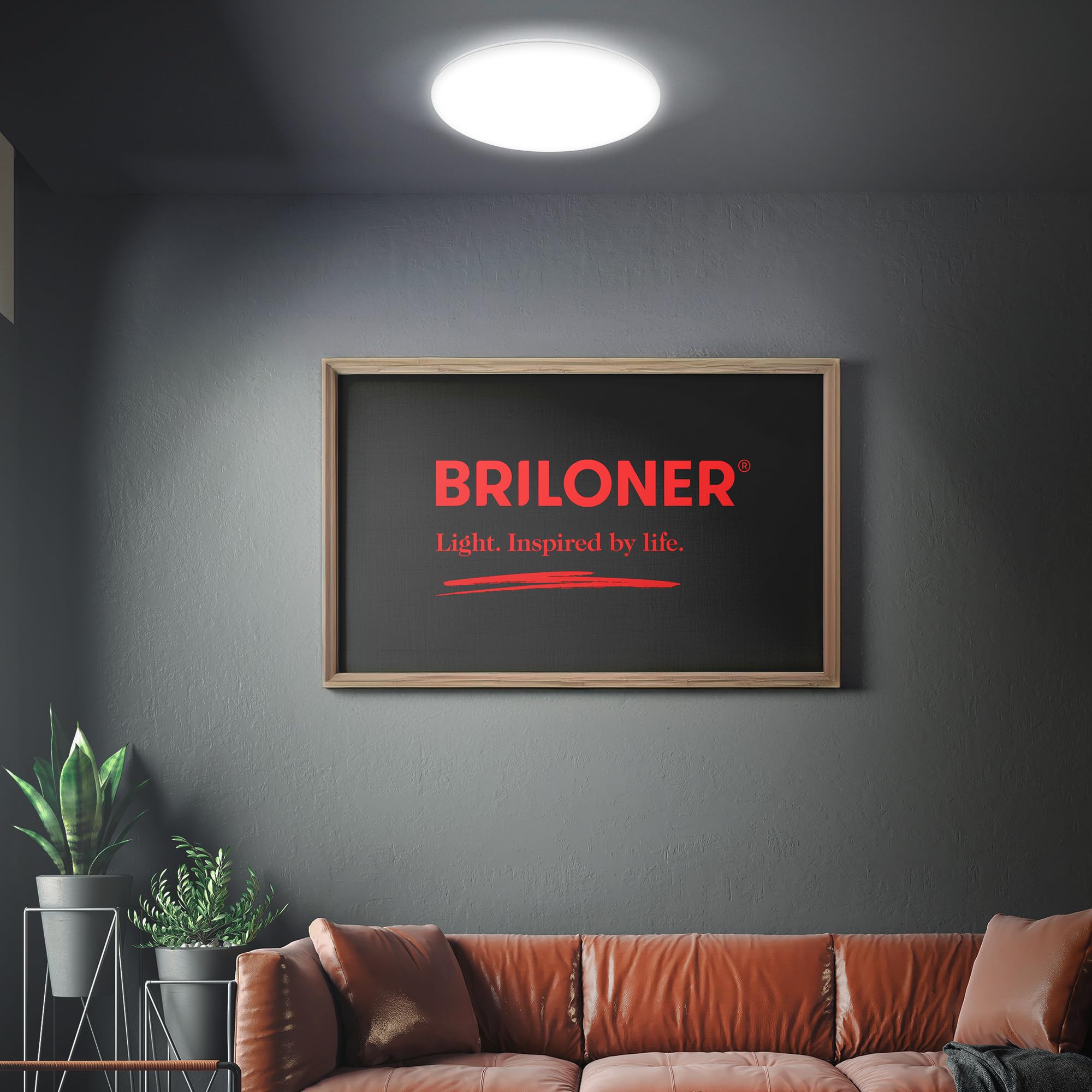 BRILONER - Lámpara de techo LED baño con luz indirecta, protección contra polvo, blanco neutro, lámpara de techo LED, panel LED, lámpara de baño, lámpara de cocina, 29 x 5,5 cm, blanco