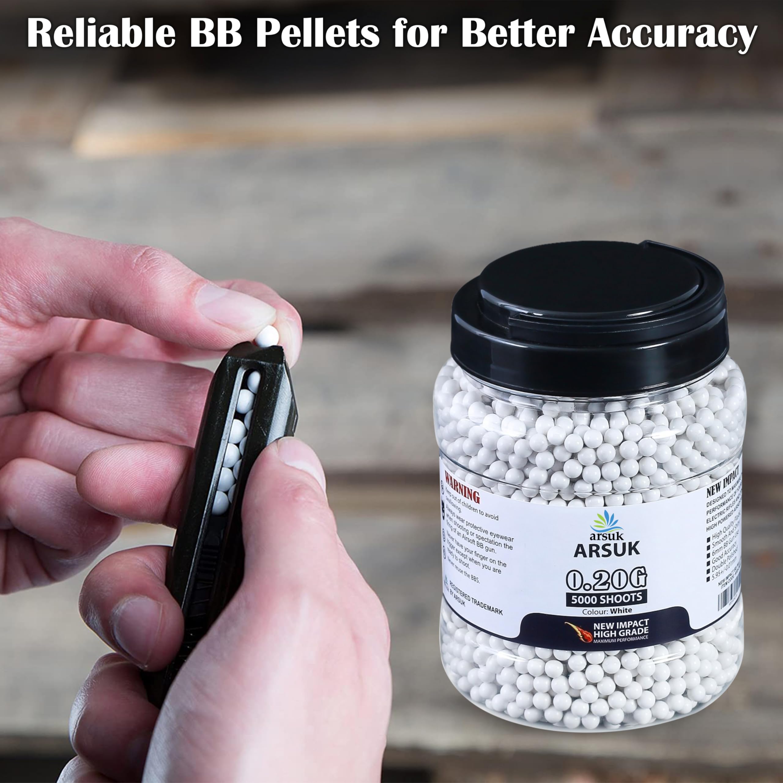 ARSUK Pallini Airsoft BB 6mm 0,20g – Ultra-lisci e senza saldature per precisione di tiro e allenamento tattico – Plastica ABS per prestazioni costanti