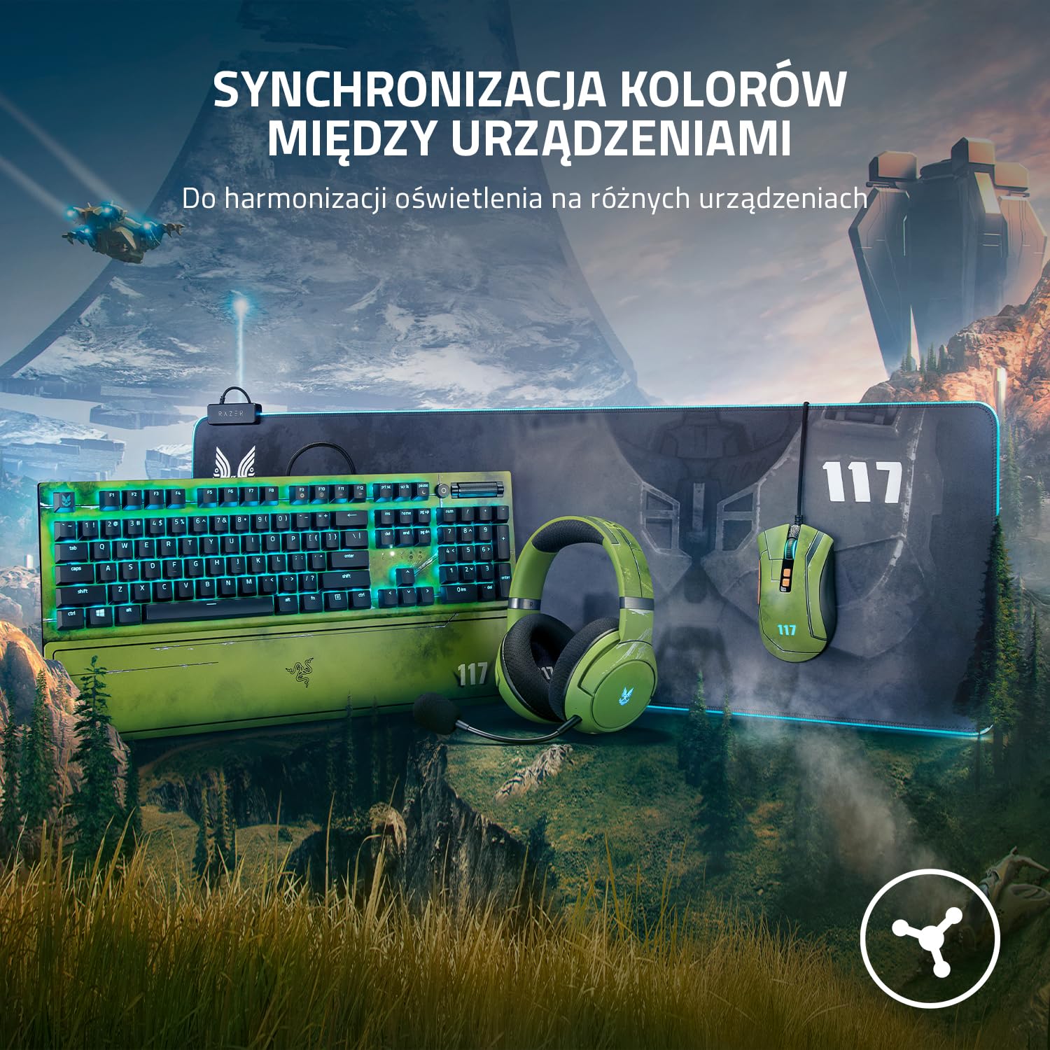 Razer Goliathus Extended Chroma - miękka, rozszerzona podkładka pod mysz do gier z oświetleniem Razer Chroma RGB (uchwyt na kabel, powierzchnia z tkaniny, pikowana krawędź) HALO
