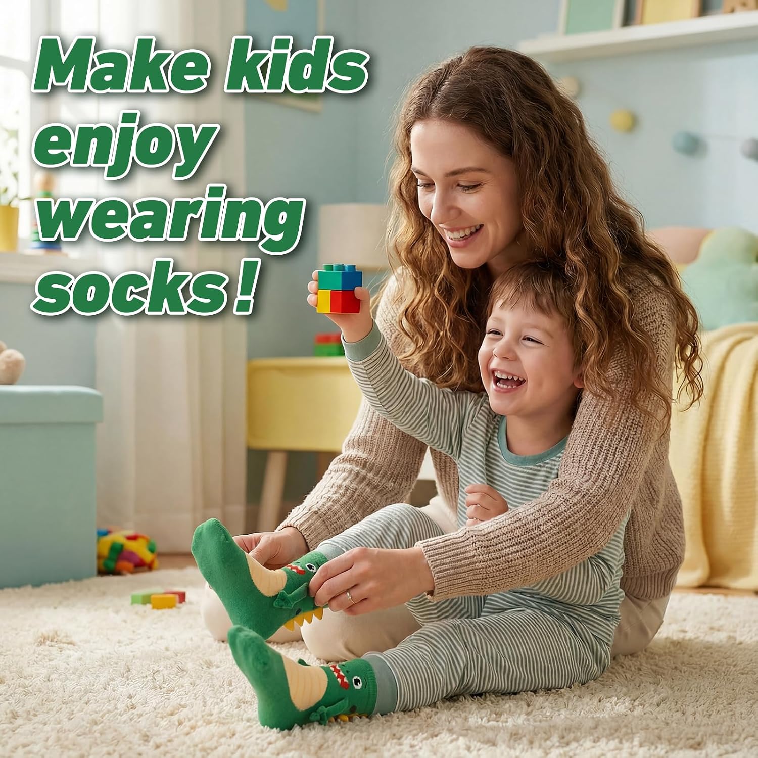 Bibalabili Dinosaur Crazy Holding Hands Socks for Kids 3-12 Funny 3D Arms and Back Spikes Silly Crazy Wacky Animal Crew Socks for Boys Girls Stocking Stuffers