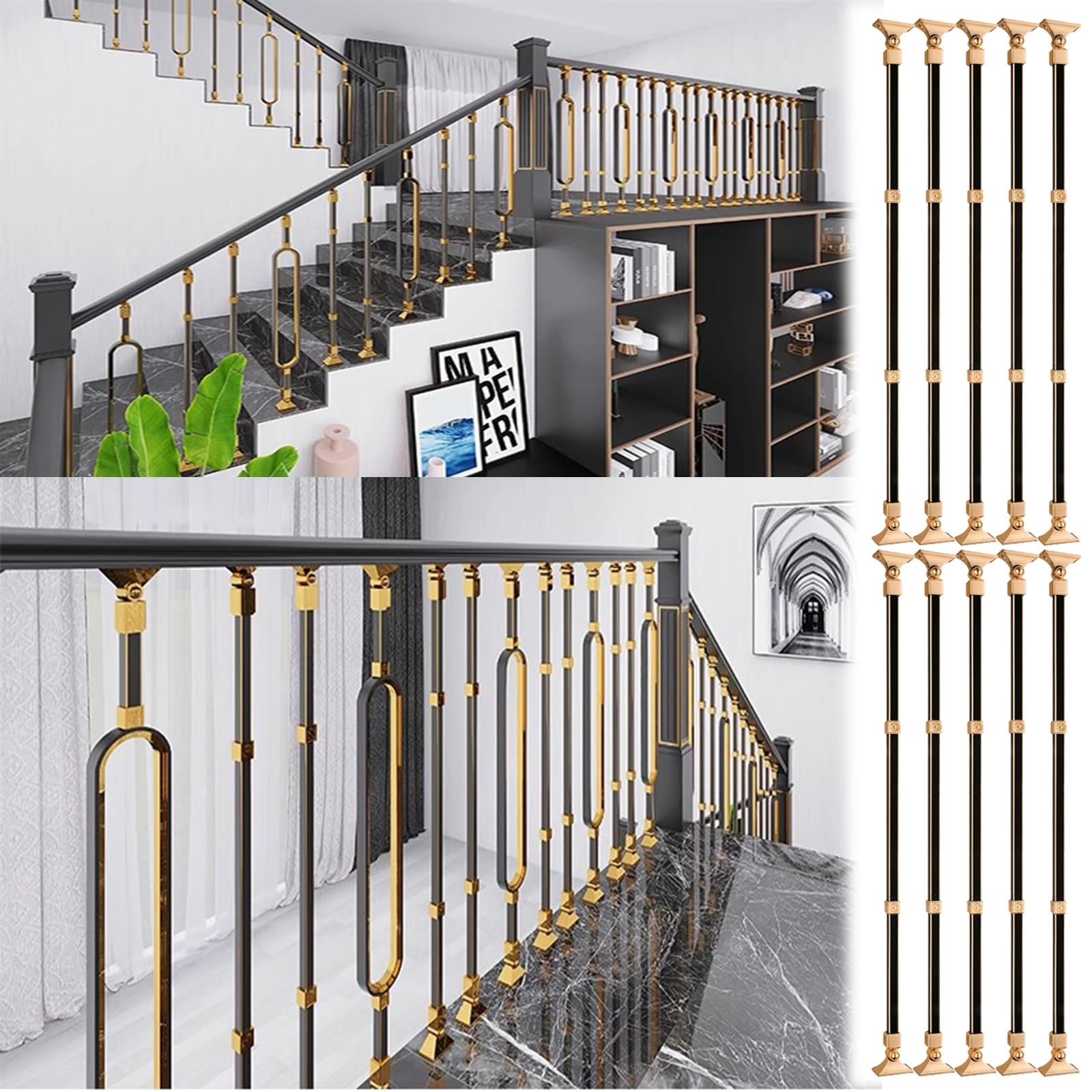 Poteaux de balustre en métal pour rénover un garde-corps d'escalier intérieur sans soudure