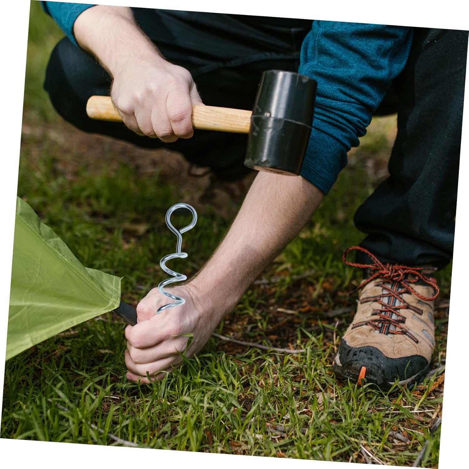 1set Portable Dog Stakes Spiral Ground Anchors for Tents Trampolines Wear-Resistant Easy to Use Anchors Strap for Outdoor Camping Dog Tie-Outs