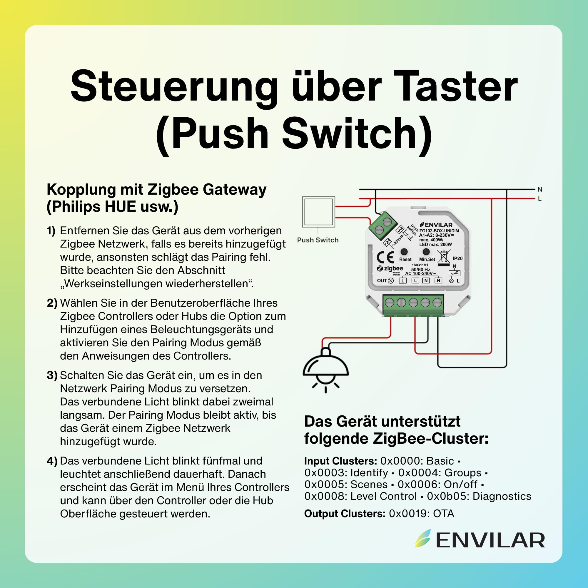 Zigbee 3.0 LED Dimmer 230V Unterputz – Smart Home Dimmer Schalter kompatibel mit Philips Hue, IKEA & Homey – Dimmaktor für Taster (0-200W) – Kompakter Zigbee Schalter (1)