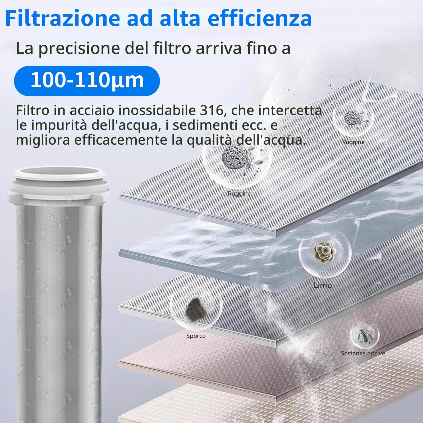 Filtro per acqua di risciacquo 100 micron - Riutilizzabile - Spin-Down - Pre-filtro per tubo dell'acqua del pozzo - Filtro per sedimenti (G 3/4")