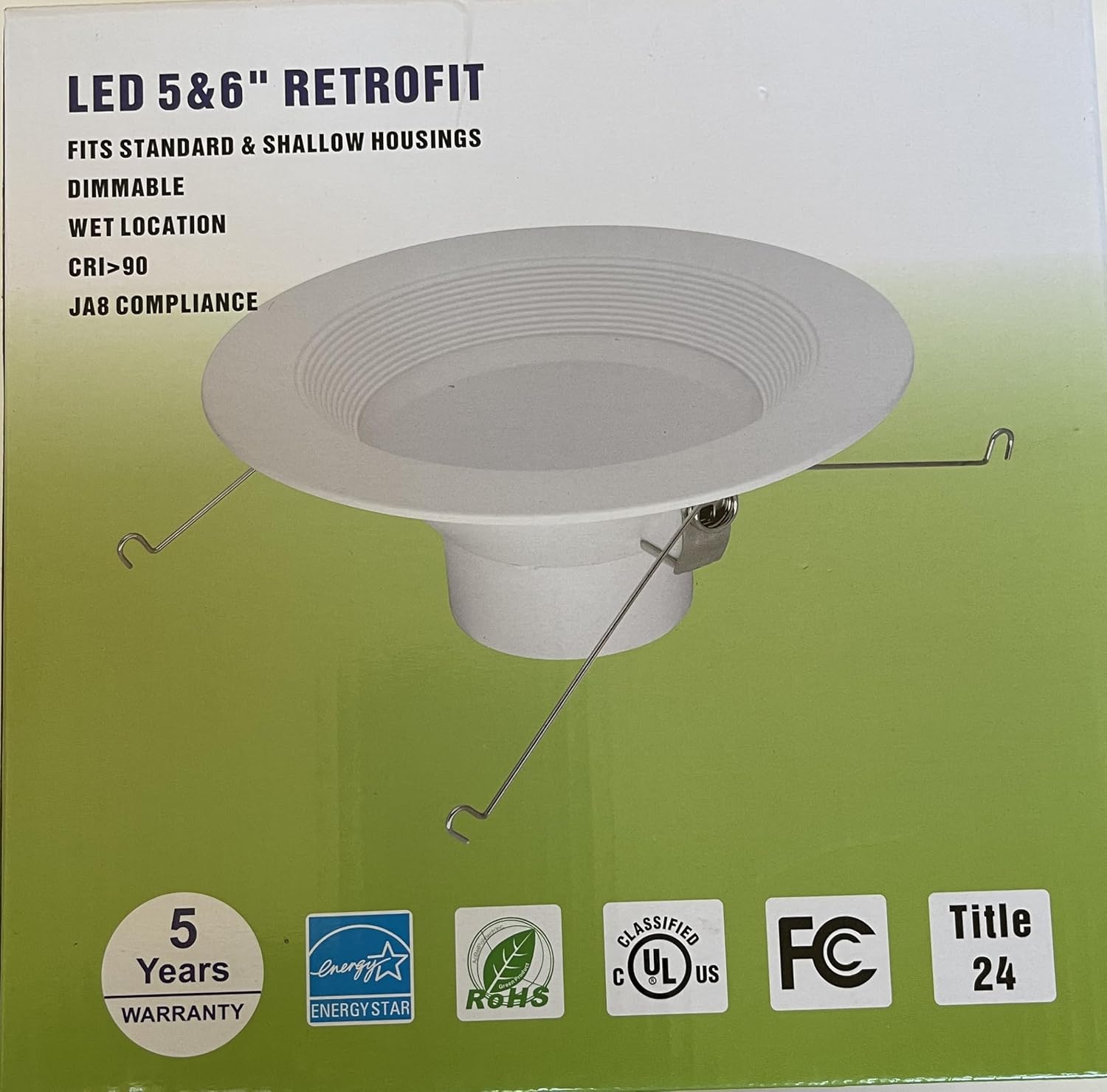 4 Pack, 5" & 6" Low Profile LED Recessed Trim, 14W, 5000K Daylight, Baffle Design, Dimmable, Wet Location Rated, Die-Cast, UL & JA8 Certified, fit in 5"/6" Housing