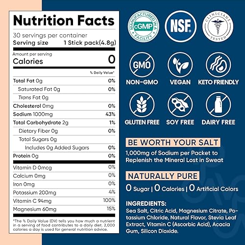 Miniatura 3 de Venture Pal Paquete de electrolitos en polvo sin azúcar con alto contenido de sodio, paquetes de hidratación con vitamina, sodio y potasio | Cero