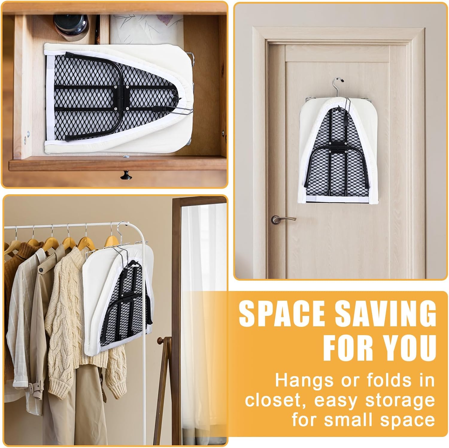 Tioncy Metal Foldable Tabletop Ironing Board with Iron Rest, Metal Portable Ironing Board Small with Heat Resistant Cotton Cover and Mini Non Slip Feet for Home Laundry Rooms Dorms Travel(Black)