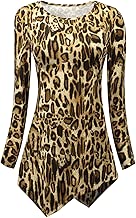 OUNI Women Casual T-Shirts Tie Dyed Hankerchief Hemline Tunic Tops - coolthings.us