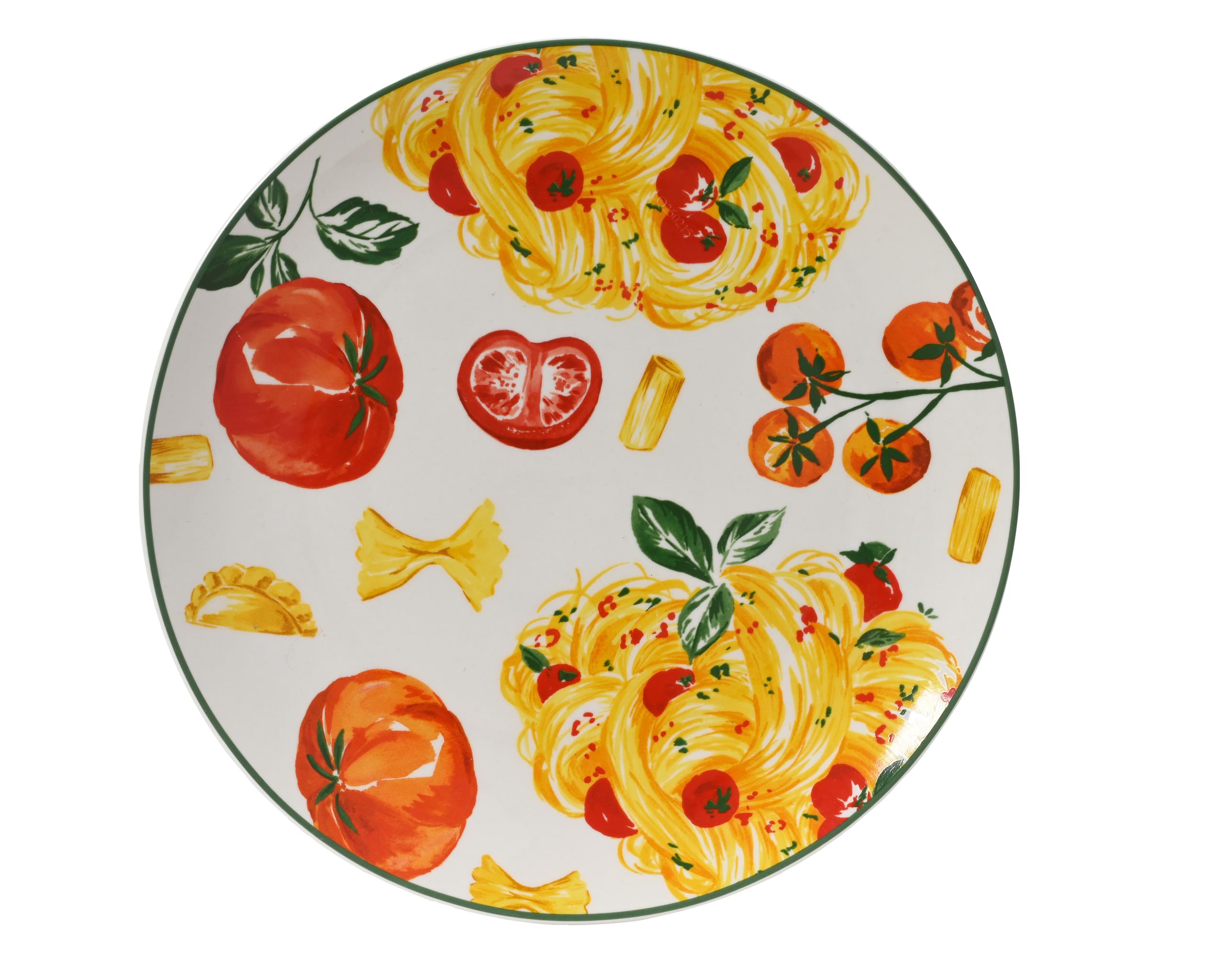 Juego de 4 platos de porcelana, 26,9 x 2,7 cm, con diseño de pasta, blanco