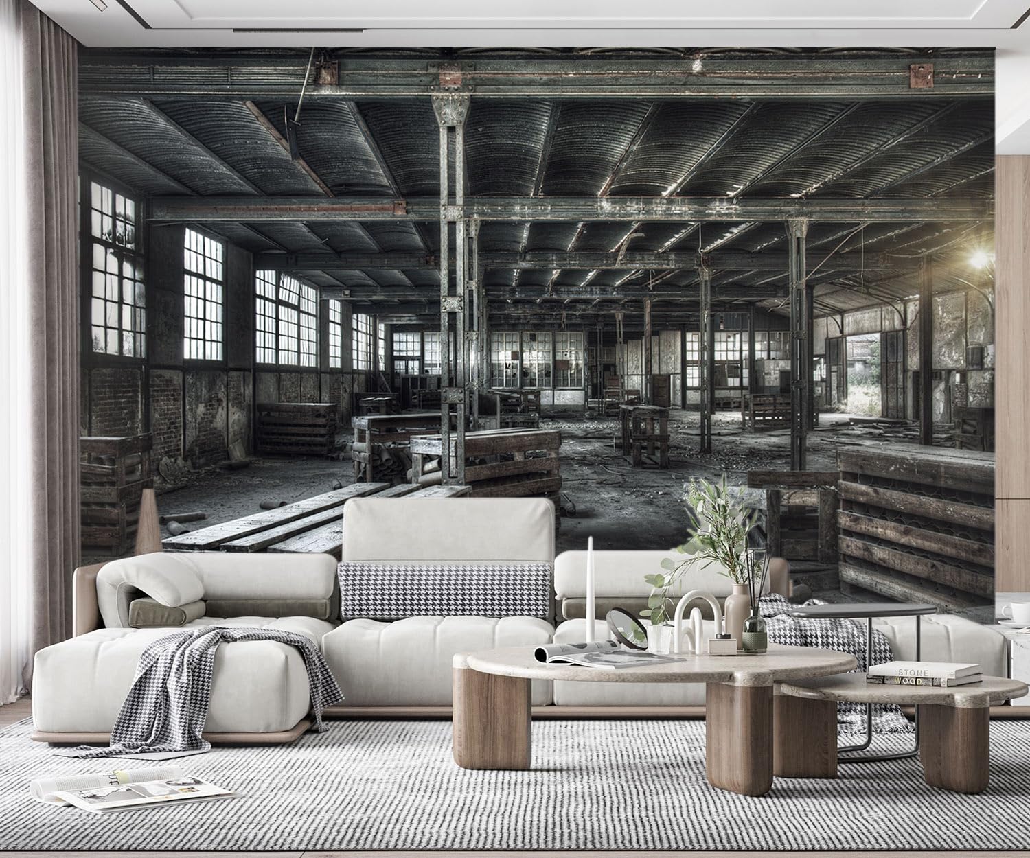 Papier peint panoramique usine haut de gamme intissé 350x256cm