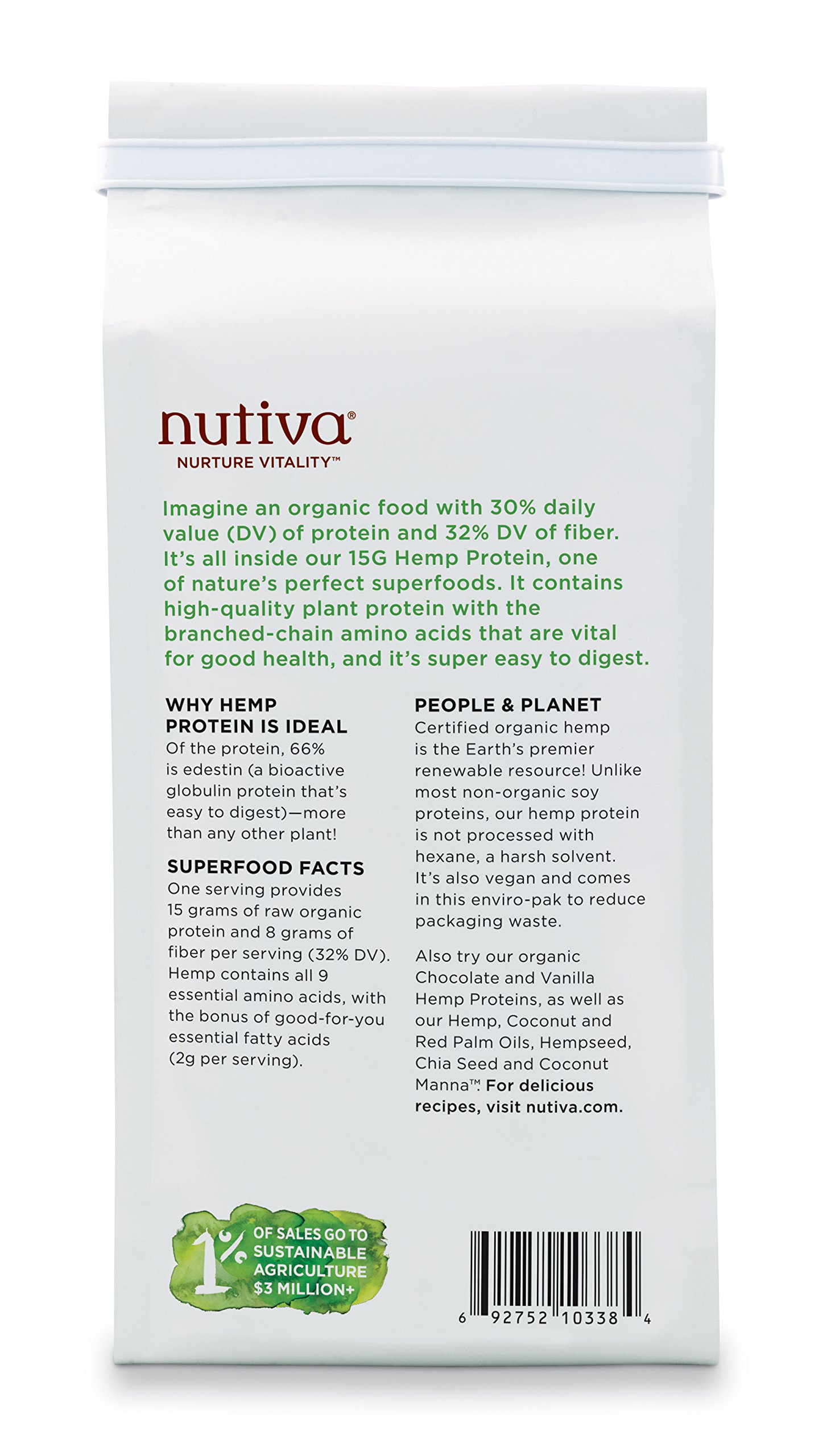 Nutiva Organic ColdPressed Raw Hemp Seed Protein Powder, Peak Protein