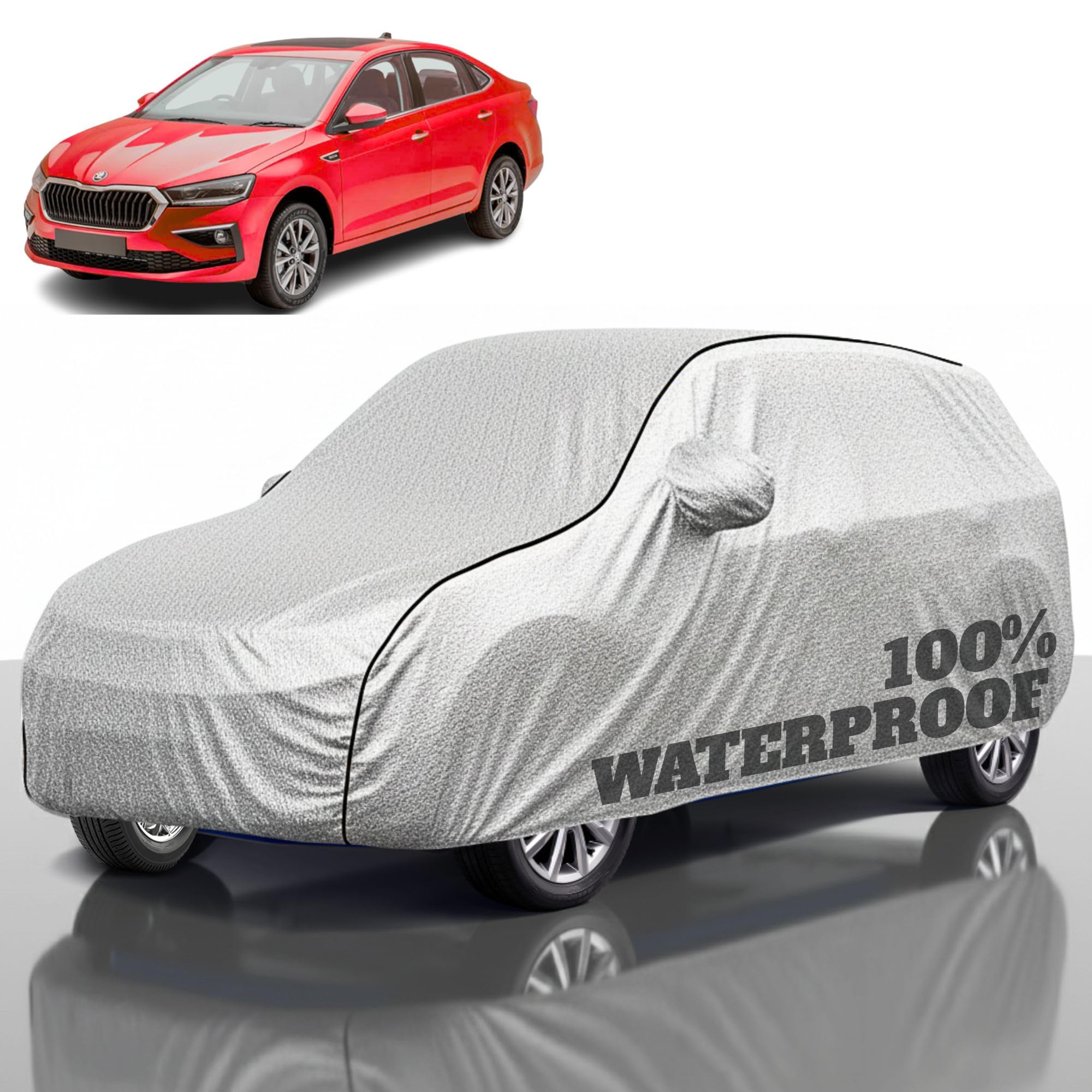 Premium Polyester Car Cover Triber All-Weather Protection from Rain, Dust &amp; Sun | UV Resistant Fabric | Full Body Secure Fit for Outdoor &amp; Indoor Parking Silver