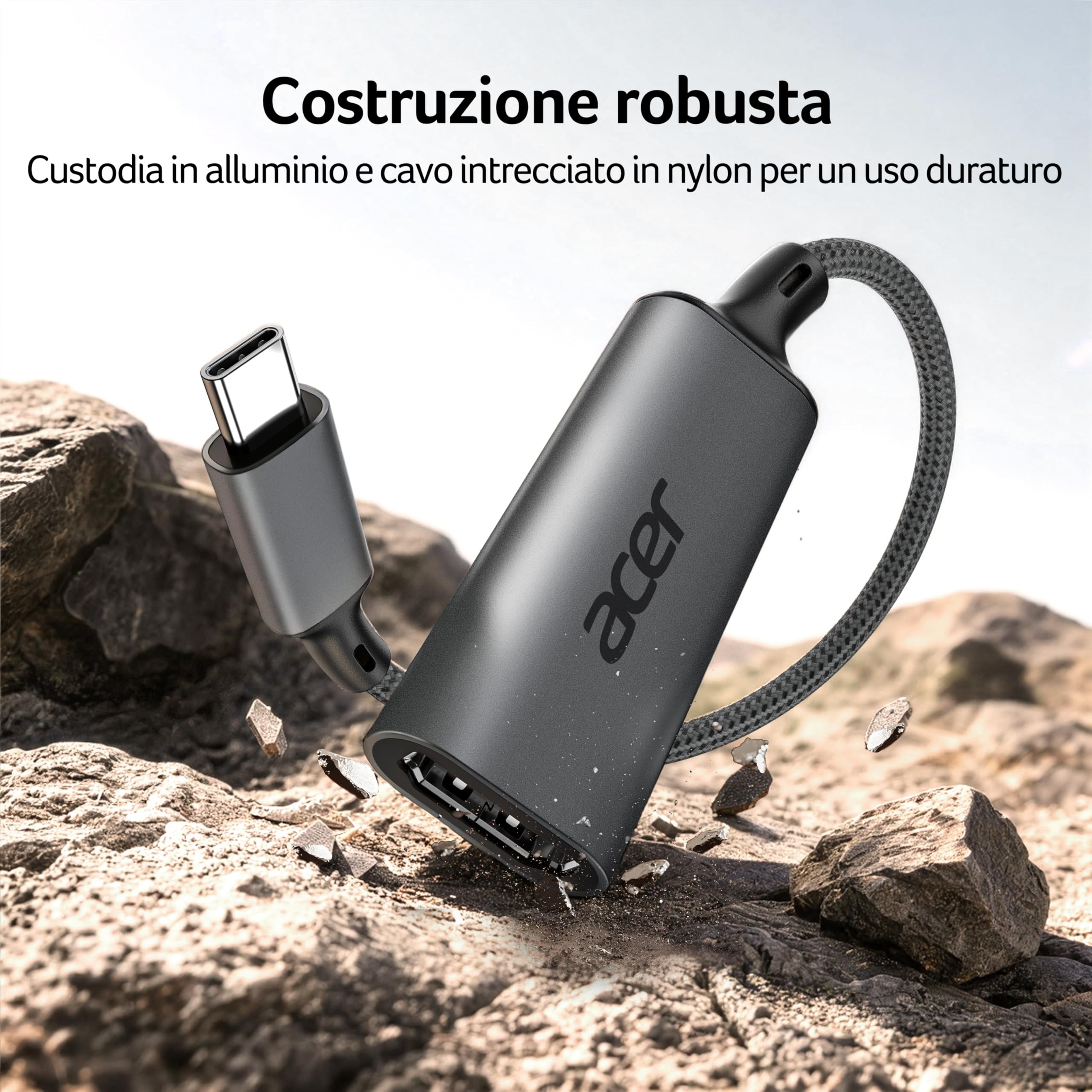 Acer Adattatore USB-C a HDMI 4K@60Hz Thunderbolt 3/4 HDMI 2.0 Alluminio Nylon