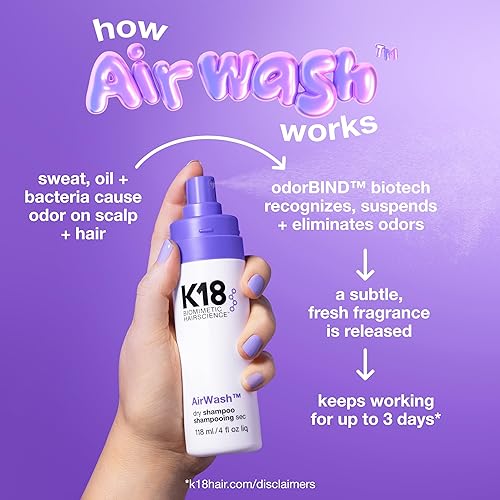 Miniatura 5 de K18 AirWash Dry Shampoo, Non-Aerosol, Balances Scalp & Controls Excess Oil Production