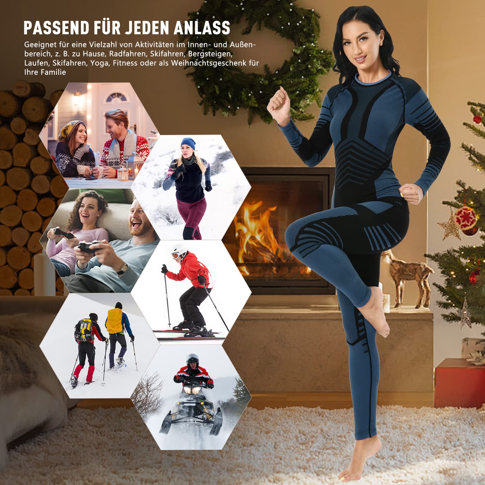 MEETYOO sous-vêtements Thermiques Femme, Ski sous Vetement Chauffant Sport Base Layer Manches Longues pour L'entraînement Running Randonnée Cyclisme