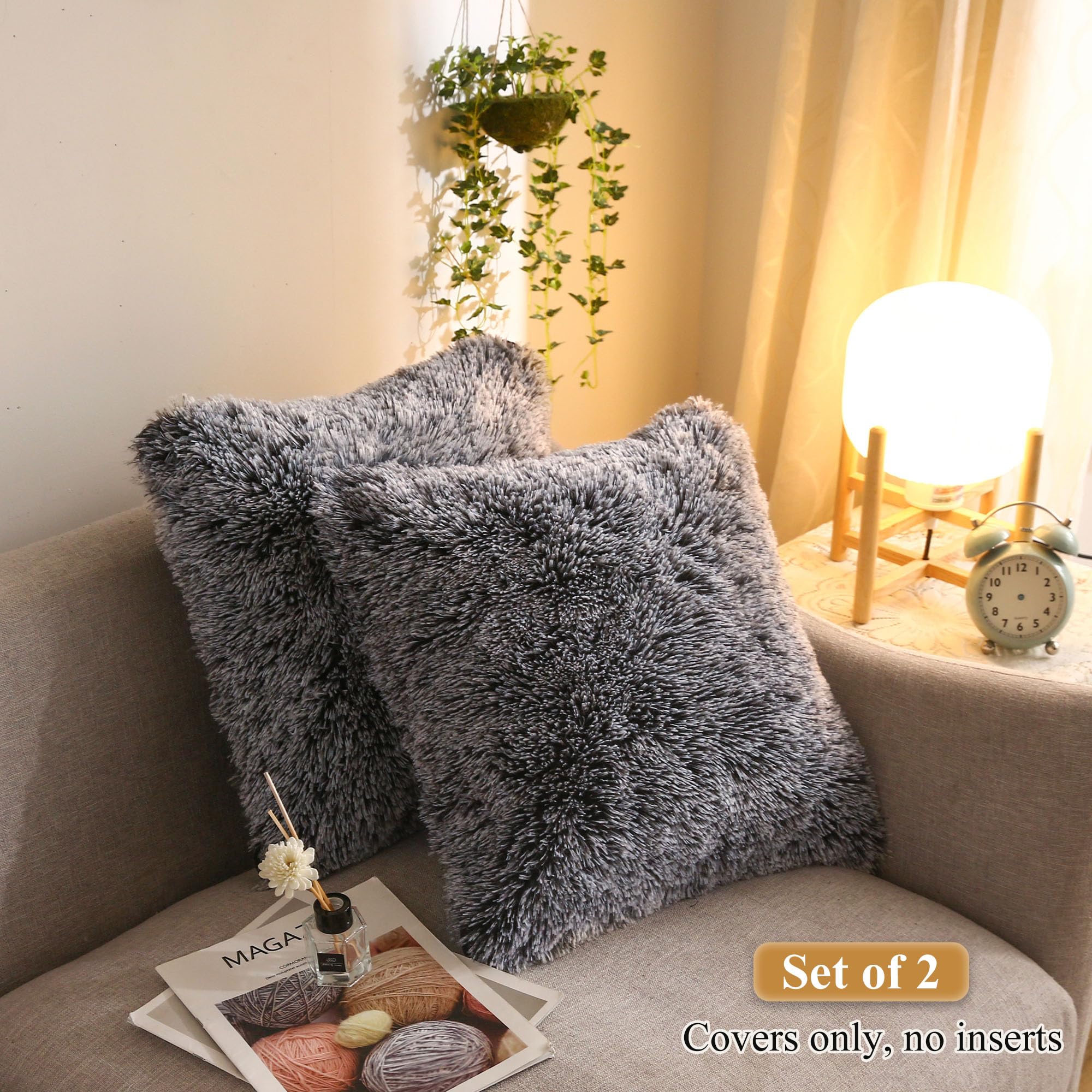 Amazon.com: XeGe Cozy Faux Fur Throw Pillow Covers, Zippered