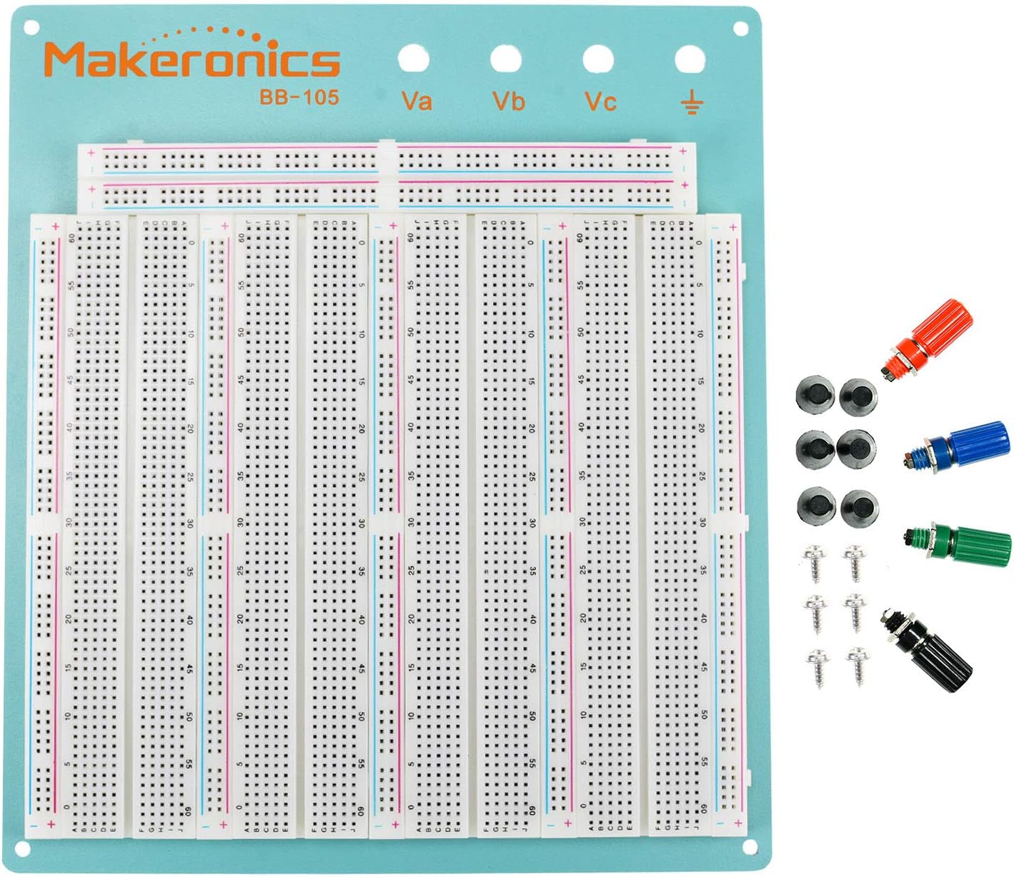 Makeronics 3220 Tie-Points Solderless Breadboard with Blue Aluminum Back Plate for Circuit/Arduino/Raspberry Pi Prototyping