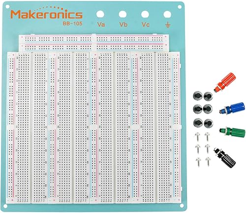 Makeronics 3220 Tie-Points Solderless Breadboard con la placa trasera de aluminio azul para el prototipo de circuito/Arduino/Raspberry Pi