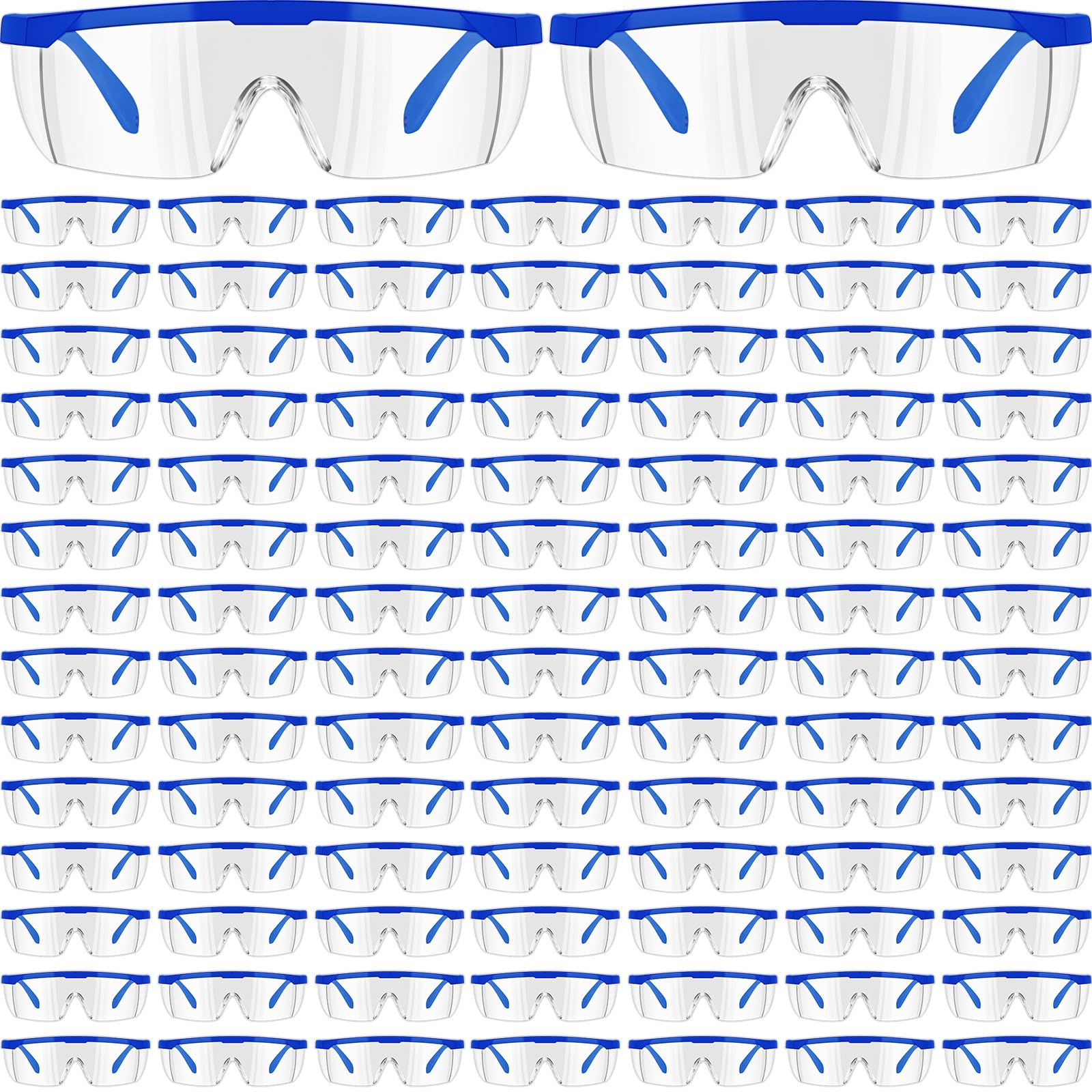 Copkim 100 Paar Laborbrillen, Bulk-Schutzbrille, Schulbrille, Anti-Beschlag-Schutzbrille für Kinder und Erwachsene, Blau