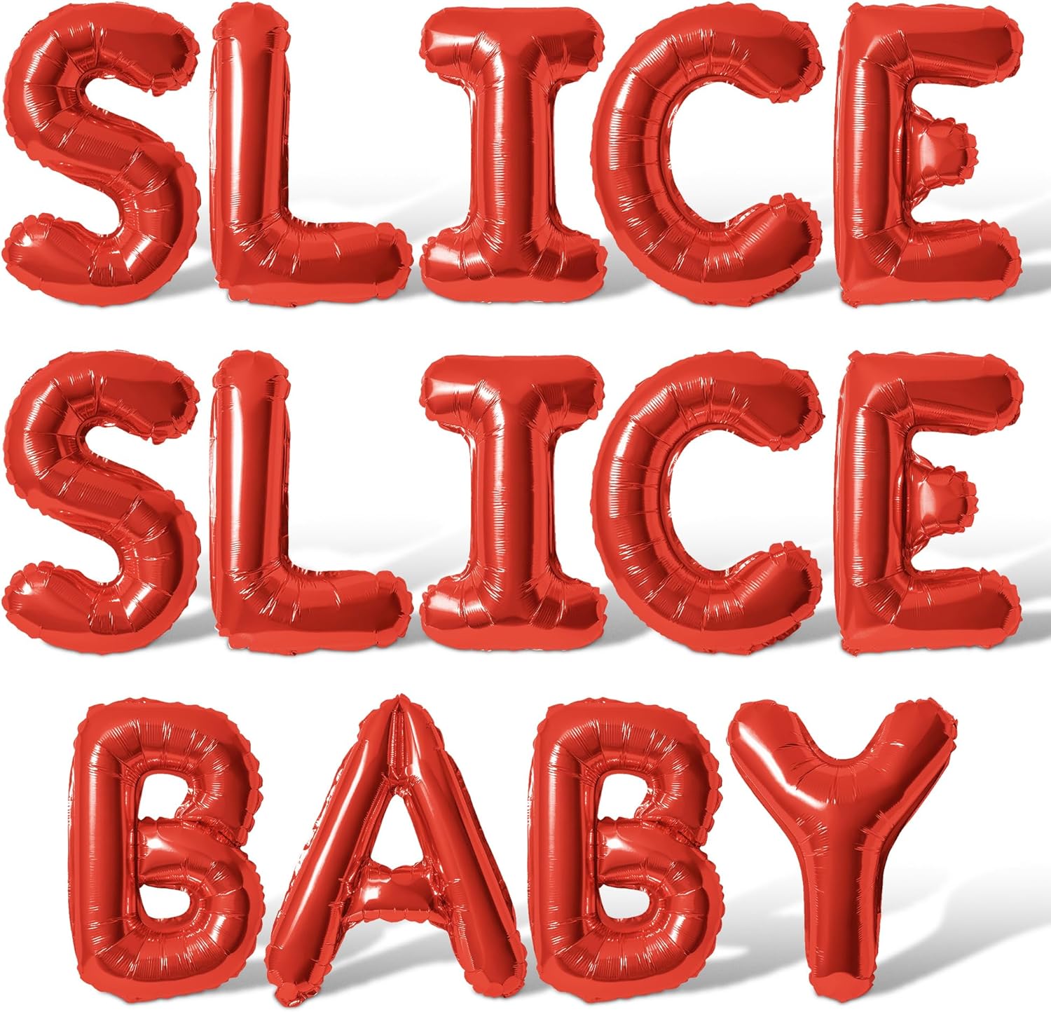 Letter Balloons - SLICE SLICE BABY 16" Inch Alphabet Letters Foil Mylar Balloon Birthday or Pizza Party Banner (Red)