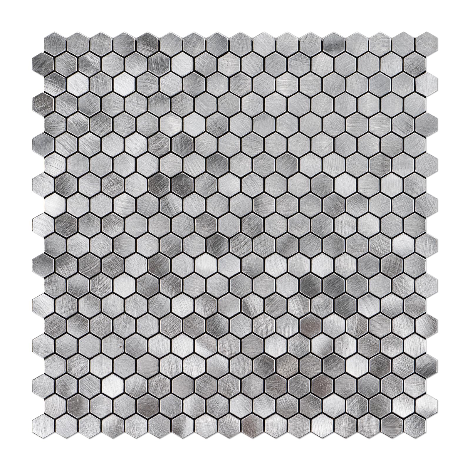 Bainley Hexagon Peel and Stick Metal Backsplash, 10-Sheet Peel and Stick Tiles Mosaic Tile Stick on Backsplash for Kitchen Bathroom