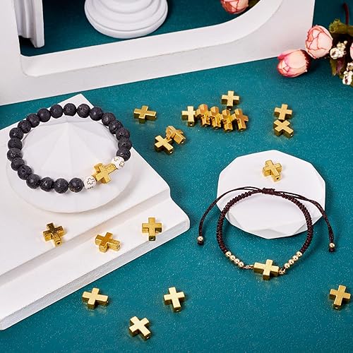 Miniatura 10 de Beadthoven - Colgante de cuentas de cruz de aleación de metal con cruces de crucifijo para pulseras, collares, joyería, rosario, accesorio