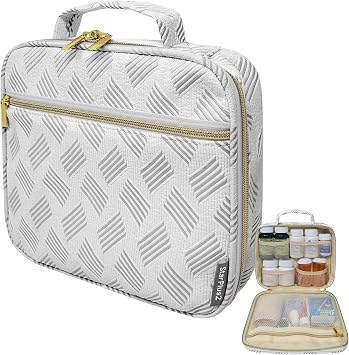 Medium Pill Bottle Organizer, Travel Medicine Bag, Jacquard Gray