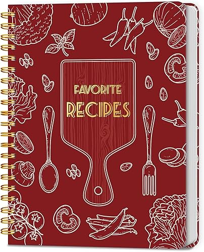 Miniatura 10 de LuBudingJoy Cuaderno de recetas en blanco para escribir en tus propias recetas, página completa de Sprial de tapa dura, organizador de recetas Negro