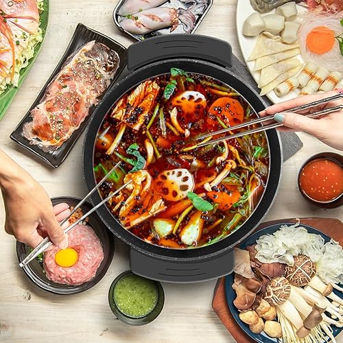 Miniatura 8 de Food Party Sartén eléctrica olla caliente olla olla eléctrica Shabu Shabu olla 110 V antiadherente 6L BPA libre fondue chino olla caliente