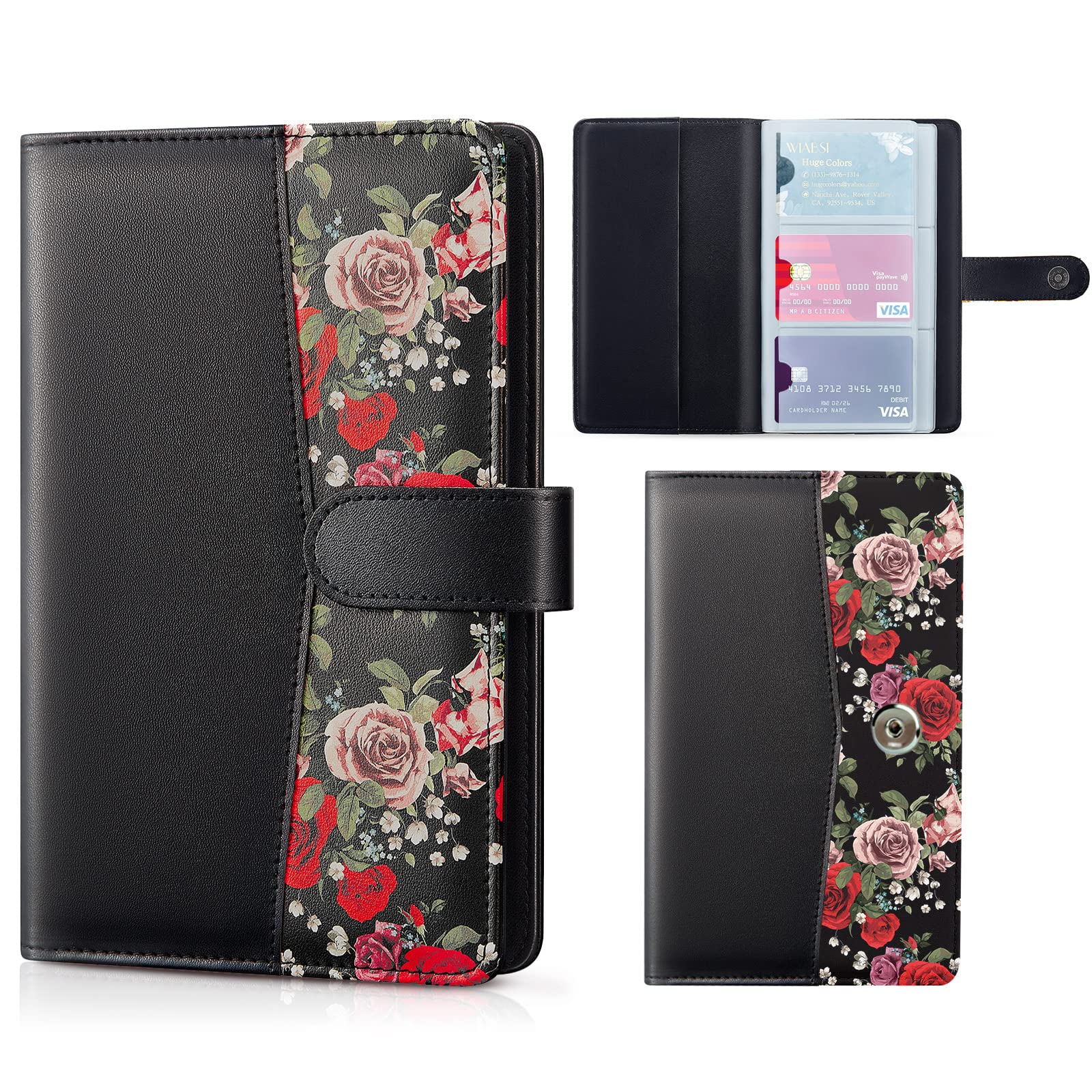 Business Card Holder, PU Leather Credit Card Holder For Women, Name ID Cards Book Case Organizer Binder File Storage with 96 Card Slots, Up to 192