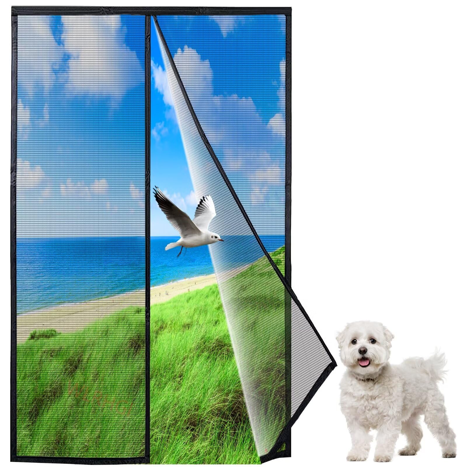 Wlrhgl Black Magnetic Screen Door, 65X170 Cm With Heavy Duty Walk Through Screen Door Fits Door Up To Innovative,