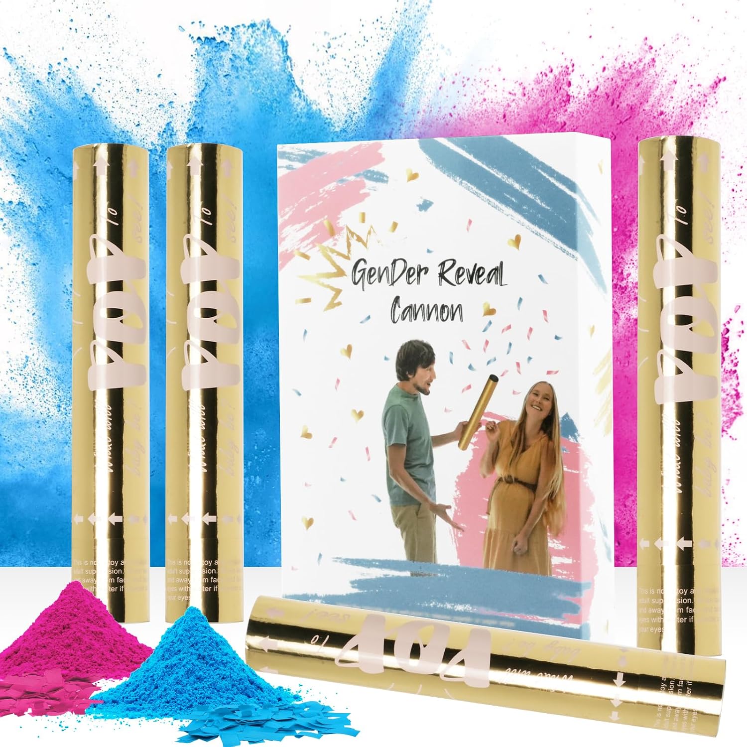 Amazon.com: Gender Reveal Confetti Cannon, 12” [PACK OF 4] 2 Pink & 2 ...