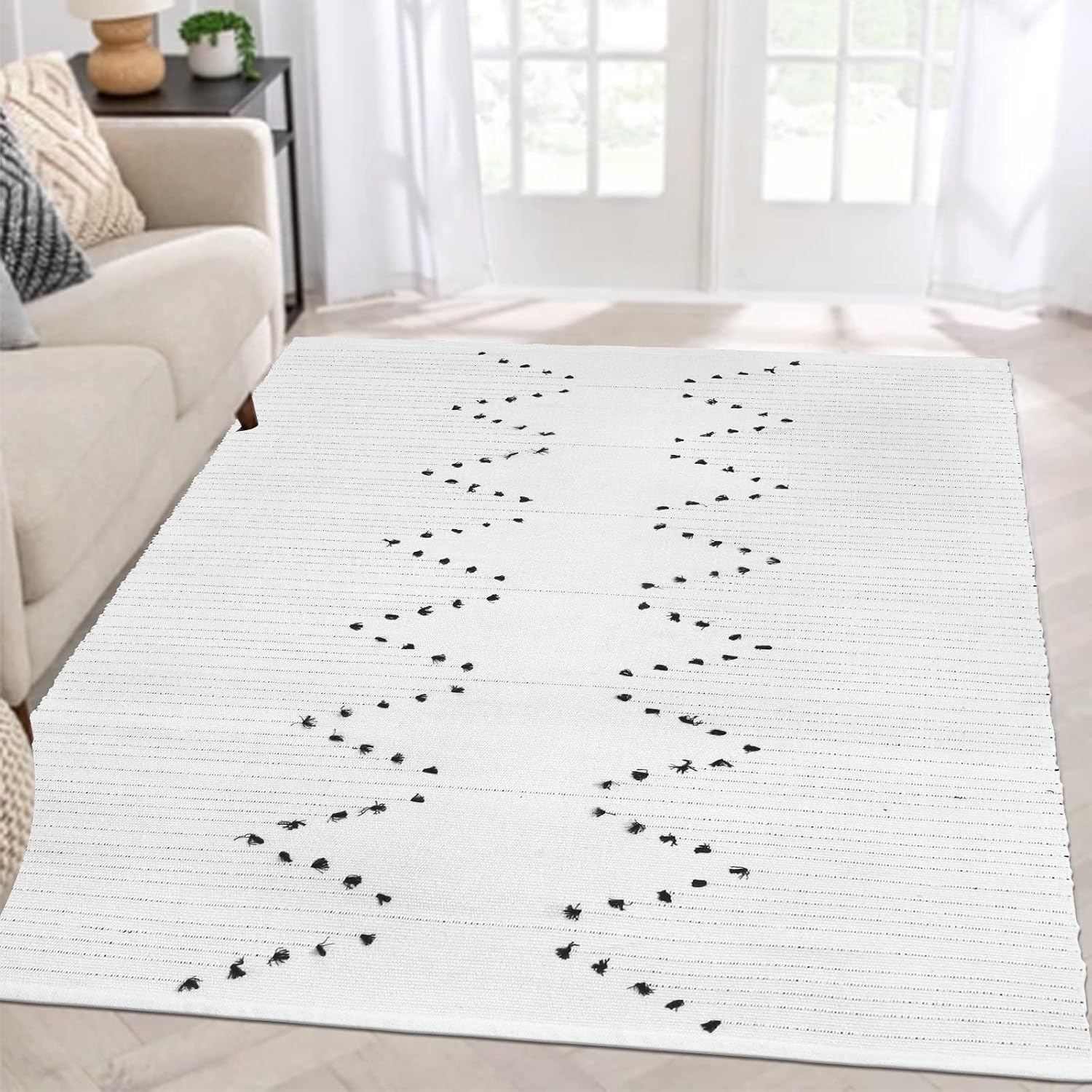 Best Deal Cheap 🛒 Moroccan Woven Large Area Rug 4' x 6' Cream, KIMODE Cotton Modern Diamond Geometric Porch Machine Washable Hand-Woven Area Rug for Living Room/Entryway/Patio/Bedroom Big Sale Moroccan Woven Large Area Rug 4' x 6' Cream, KIMODE Cotton Modern Diamond Geometric Porch Machine Washable Hand-Woven Area Rug for Living Room/Entryway/Patio/Bedroom