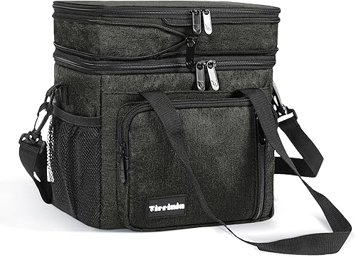 Tirrinia Lonchera aislante expandible  Lonchera de doble cubierta a prueba de fugas para hombres y mujeres  Bolsa enfriadora grande reutilizable