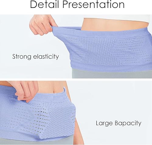 Miniatura 5 de Cinturón delgado para correr, cinturón para correr para hombres y mujeres, cinturón de cintura de viaje para dinero y pasaporte, Púrpura, XS