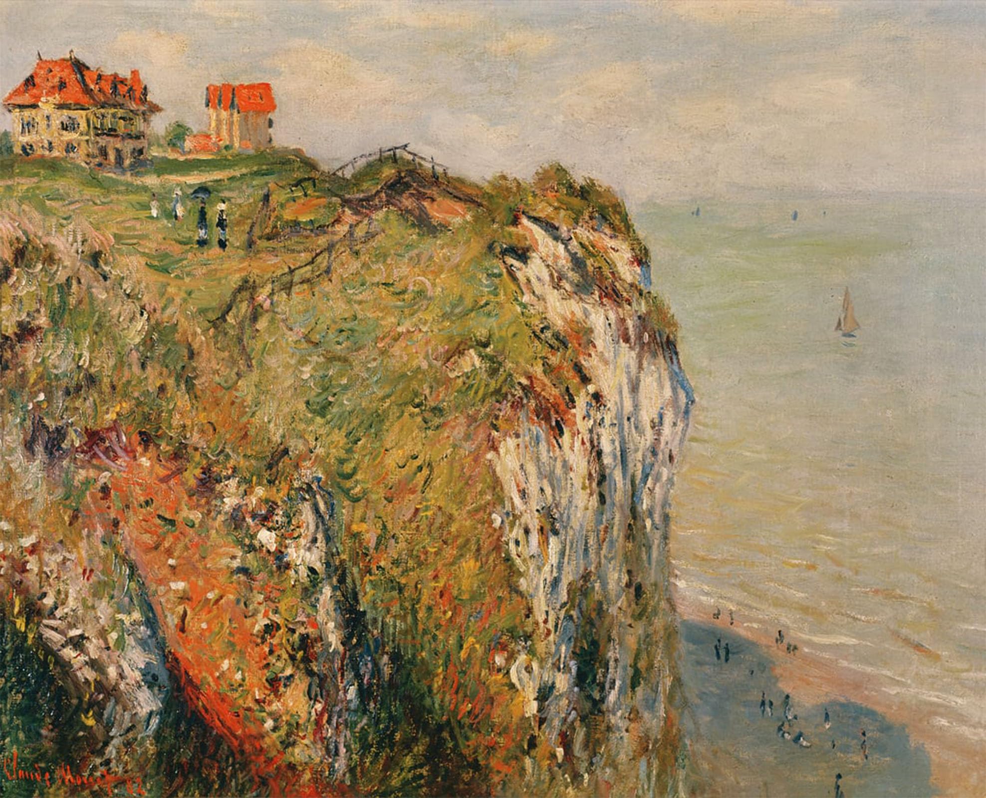 Serendipitp No Frame Vintage Wall Art Canvas Nordic Poster Canvas Print Picture Cliff At Dieppe By Claude Monet Wall Art Poster For Home Decor 60X90cm
