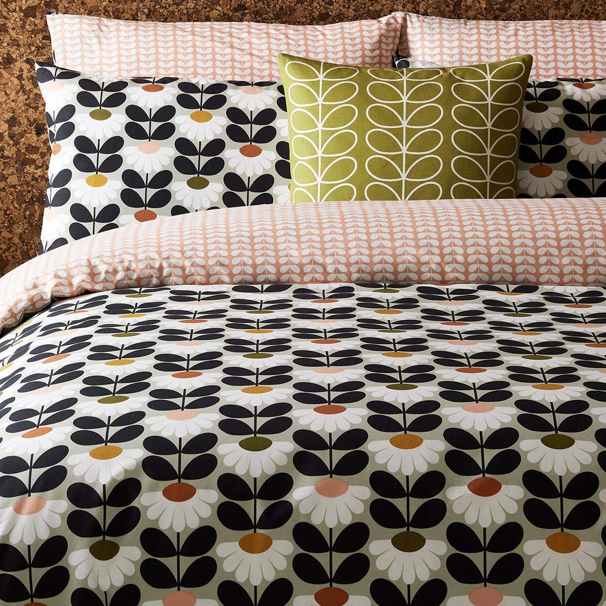 Duvet Covers Orla Kiely Placement Flower Tile Orange Yellow King Size