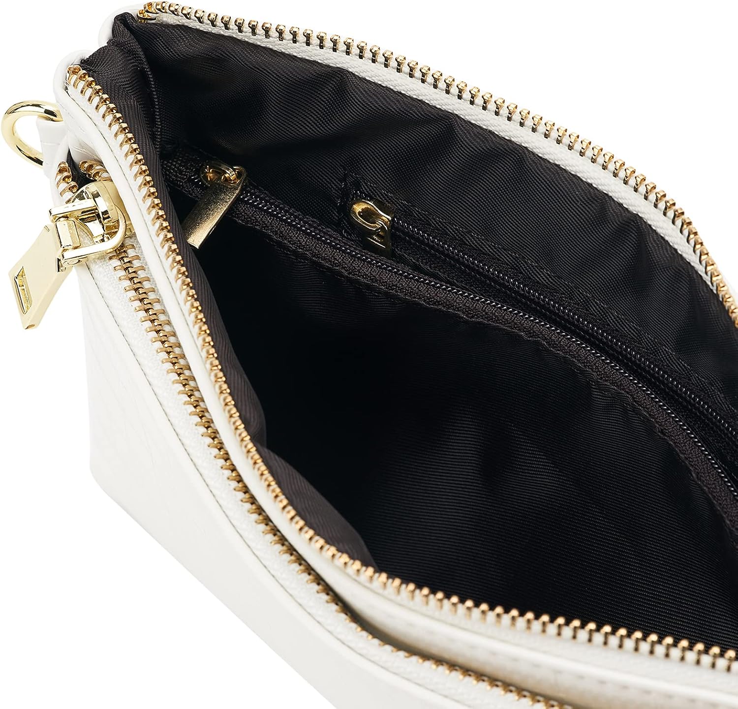 ZOOEASS Triple Zip Small Crossbody Bag Lightweight Purses Vegan Leather Wristlet Clutch, Includes Adjustable Shoulder | Triple Zip, Small, Lightweight, Vegan Leather - Image 2