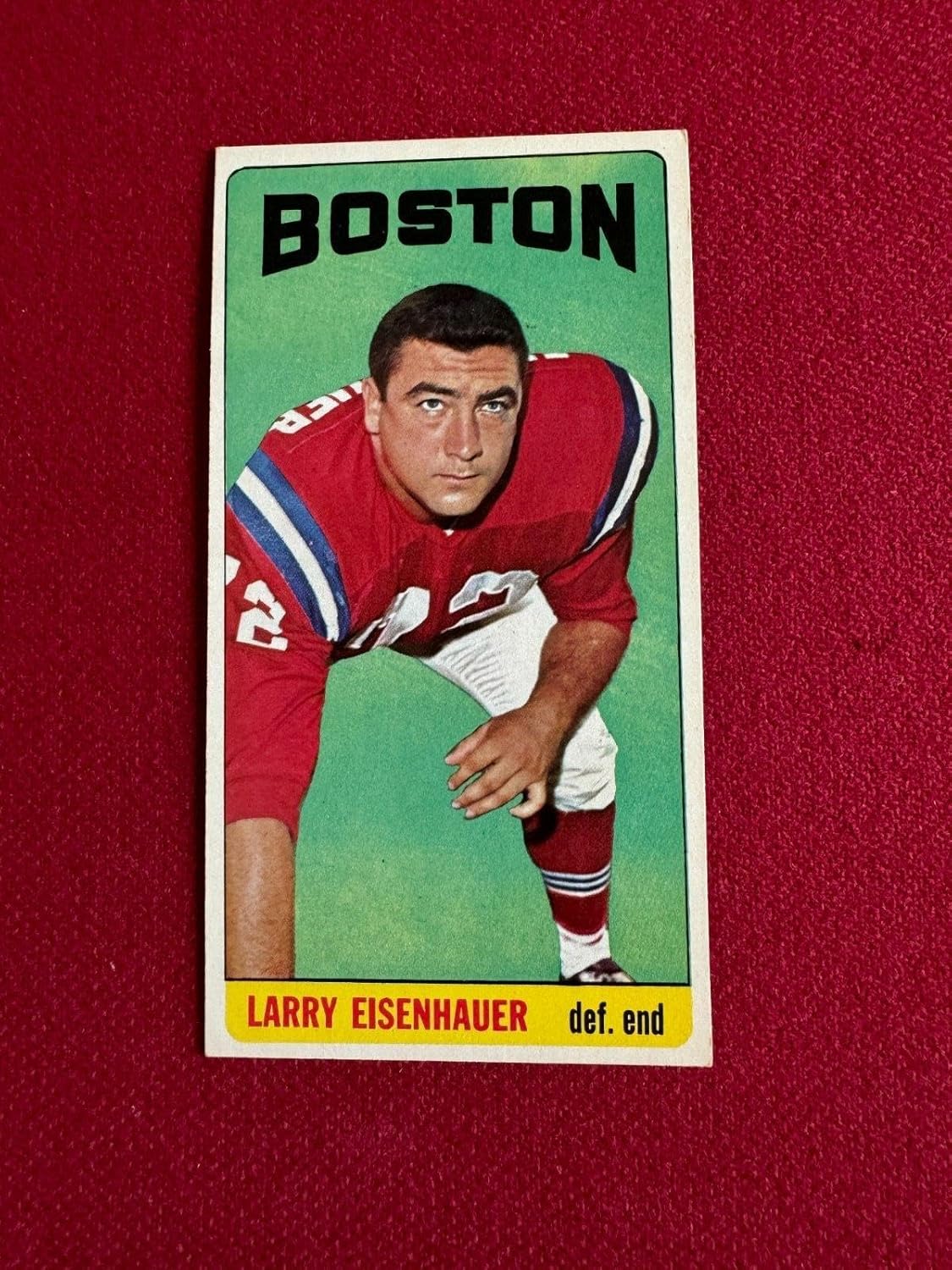 1965, Larry Eisenhauer, Topps "Tall Boy" (Card #8) Scarce/Vintage (Patriots) - Unsigned Football Cards