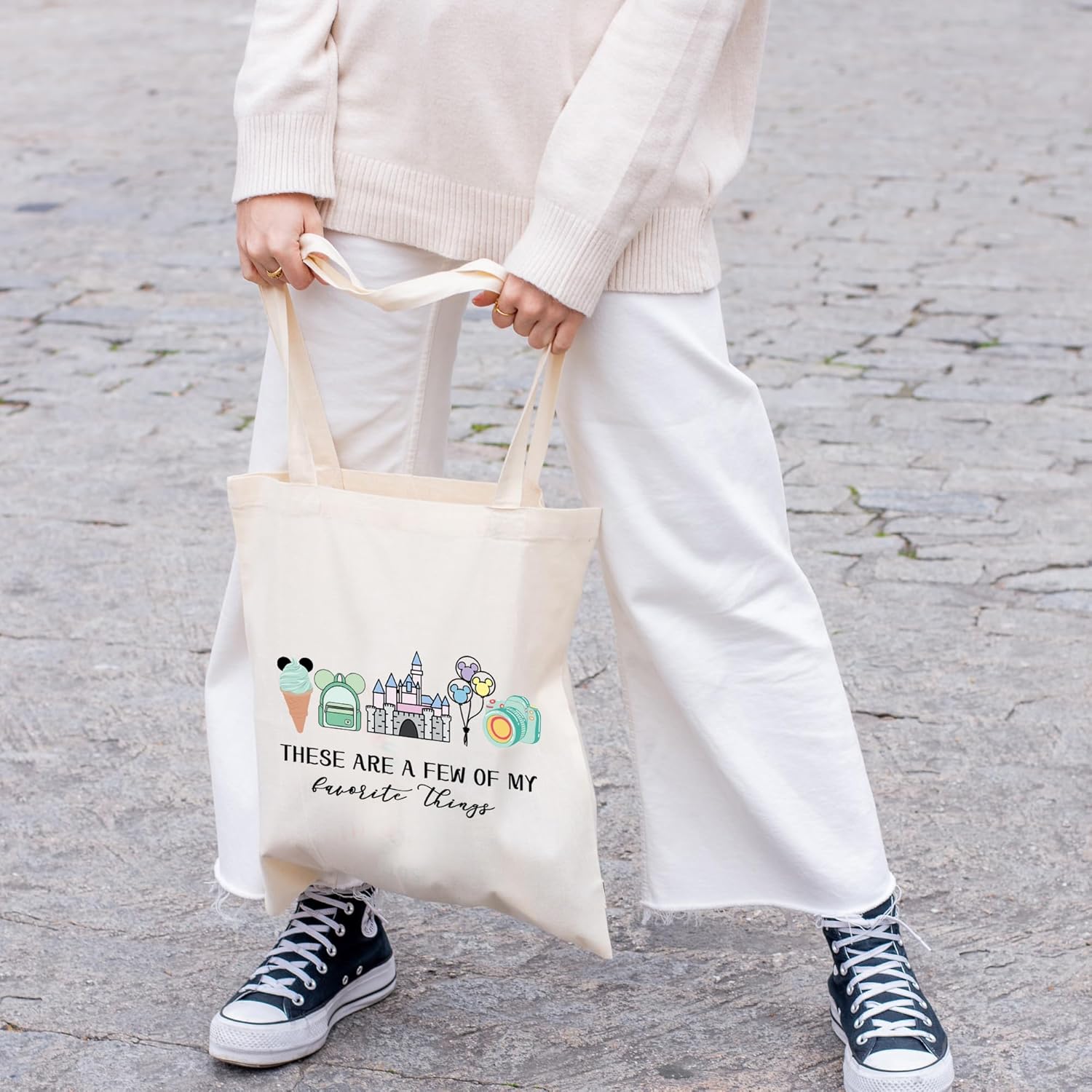 FOTAP Vacation Trip Gift Fairytale Fans Shoulder Bag Mouse Family Trip SnacksTote Bag Magic Kingd*m Gift Mouse Ice Cream Handbag (F-things Mouse Tote) - Image 5