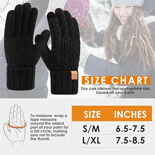 Miniatura 6 de Guantes de invierno para mujer, guantes para mujer, para clima frío, térmicos, cálidos, forro polar, guantes para pantalla táctil para regalos de